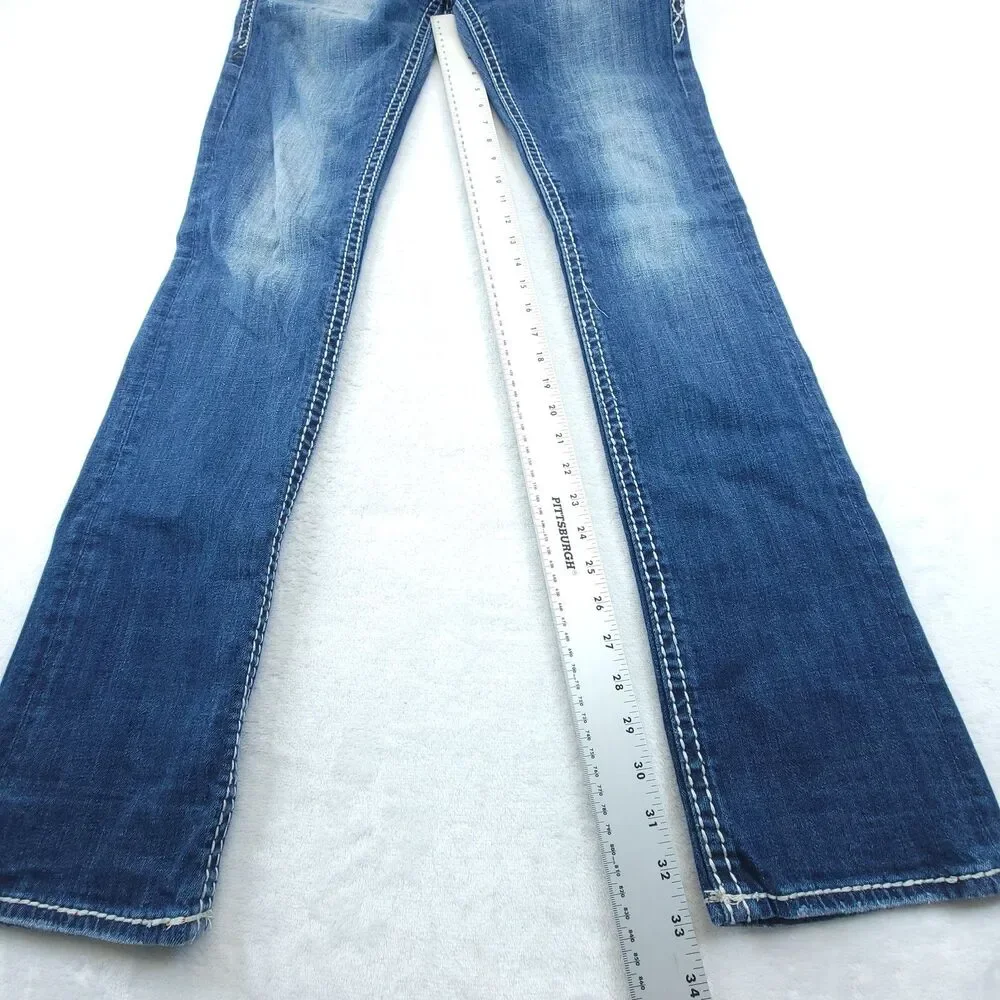 Rock Revival Jeans Womens 29 Sasha Straight Embellished *Flaw* - Picture 7 of 12